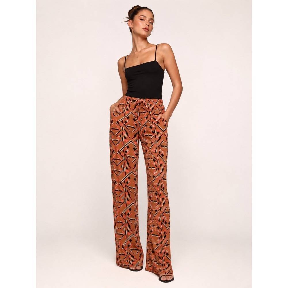 See You Monday Wide‎ Leg Pants Womens M Geometric Y2K Maximalist Festival Boho